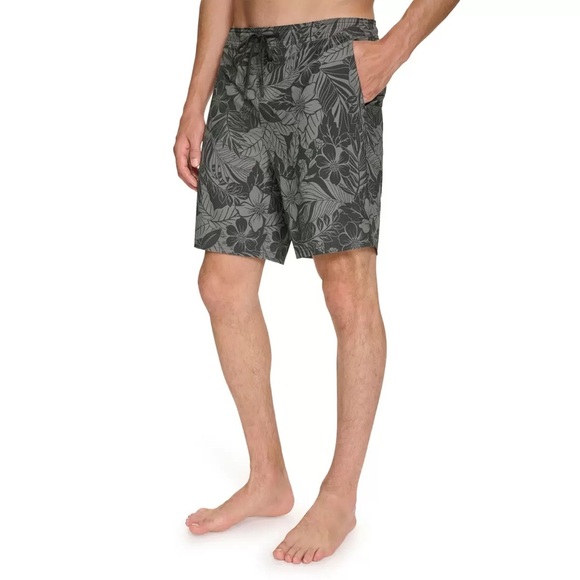 Kirkland Signature • NWT Men's Olive Leaf Print Swim Shorts - Picture 2 of 5